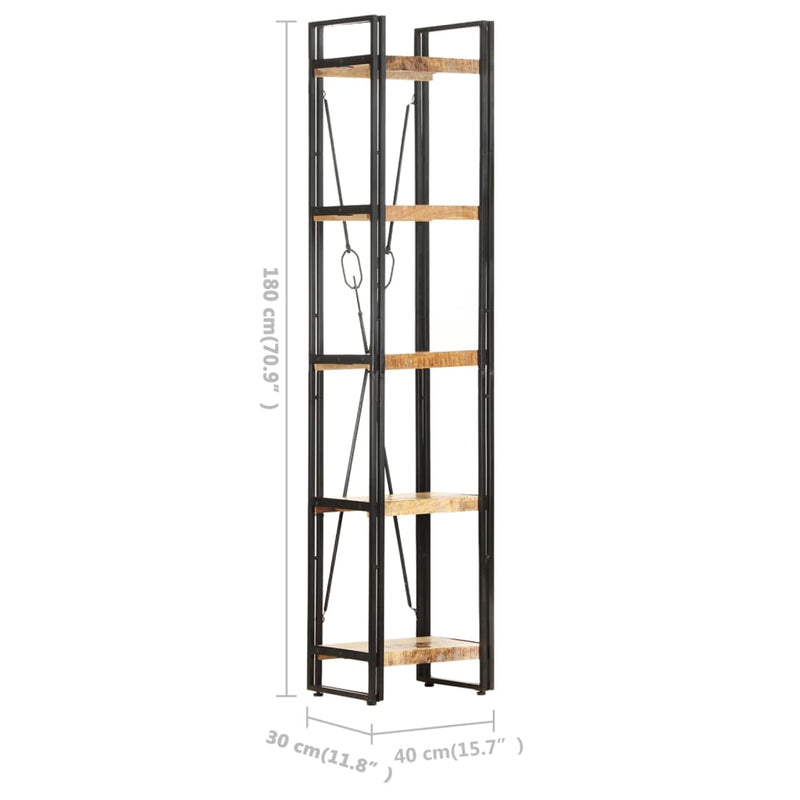 5-Tier Bookcase 39x30x180 cm Solid Mango Wood