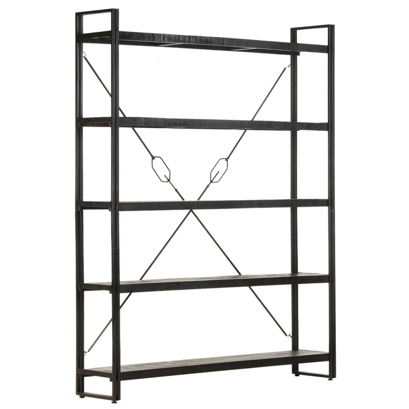 5-Tier Bookcase Black 140x30x180 cm Solid Mango Wood