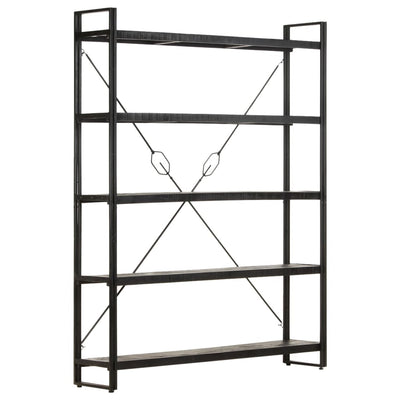 5-Tier Bookcase Black 140x30x180 cm Solid Mango Wood