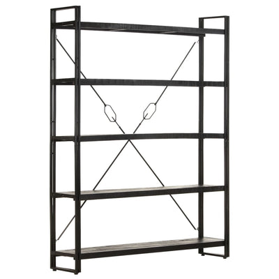 5-Tier Bookcase Black 140x30x180 cm Solid Mango Wood