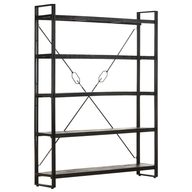 5-Tier Bookcase Black 140x30x180 cm Solid Mango Wood