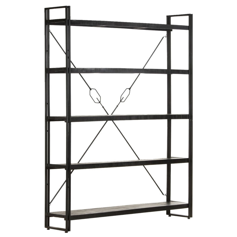 5-Tier Bookcase Black 140x30x180 cm Solid Mango Wood