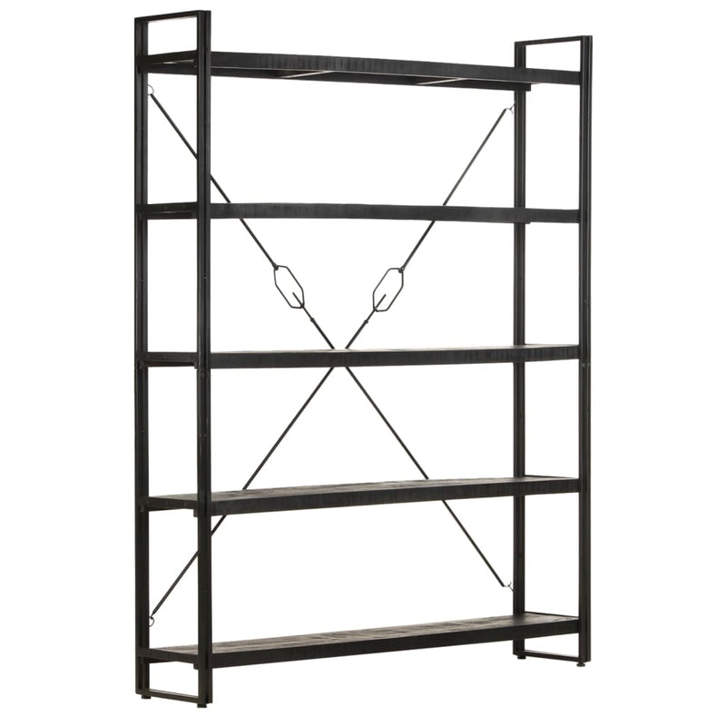 5-Tier Bookcase Black 140x30x180 cm Solid Mango Wood