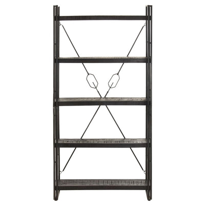 5-Tier Bookcase Black 90x30x180 cm Solid Mango Wood