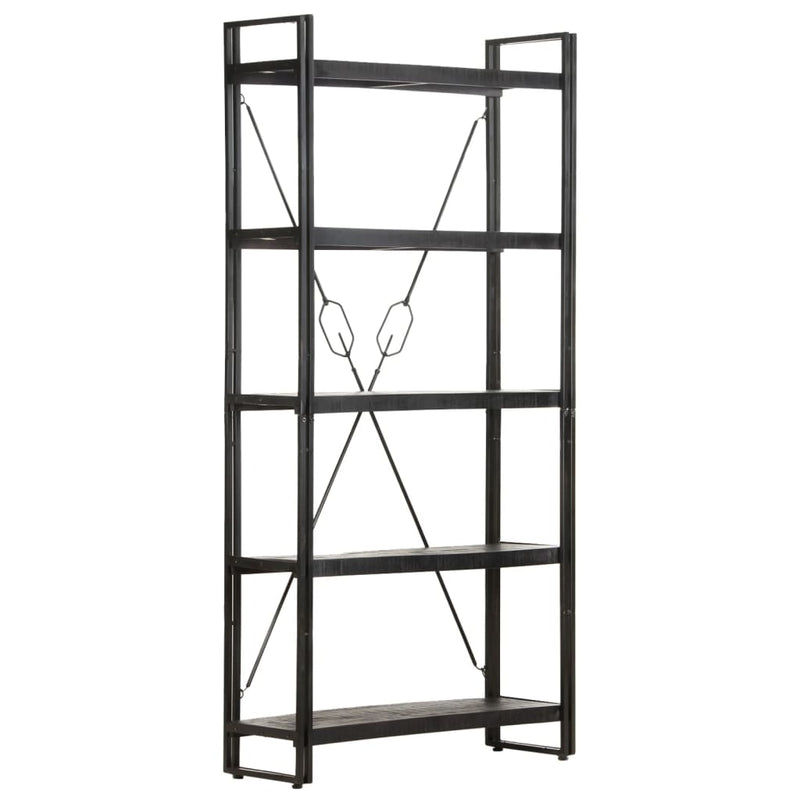 5-Tier Bookcase Black 90x30x180 cm Solid Mango Wood