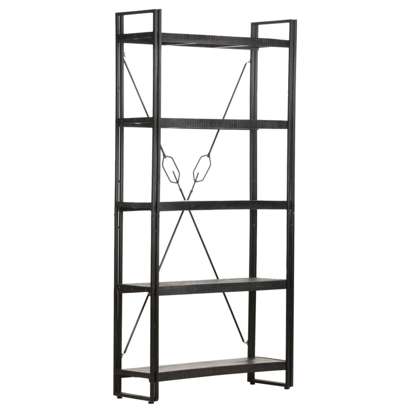 5-Tier Bookcase Black 90x30x180 cm Solid Mango Wood