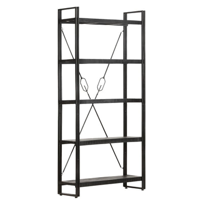 5-Tier Bookcase Black 90x30x180 cm Solid Mango Wood