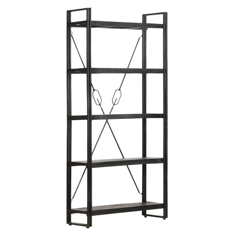 5-Tier Bookcase Black 90x30x180 cm Solid Mango Wood