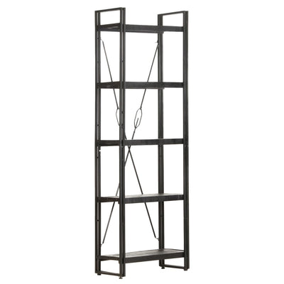 5-Tier Bookcase Black 60x30x180 cm Solid Mango Wood