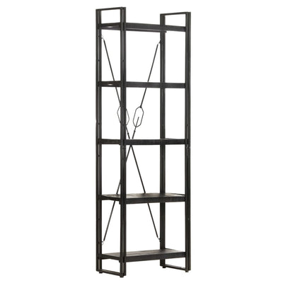 5-Tier Bookcase Black 60x30x180 cm Solid Mango Wood