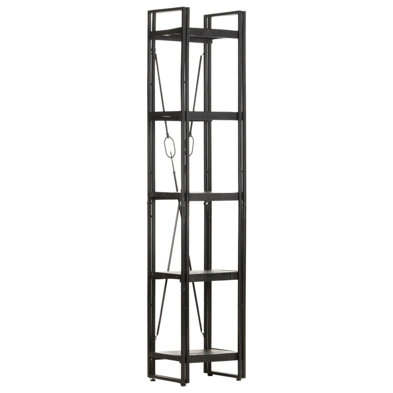 5-Tier Bookcase Black 40x30x180 cm Solid Mango Wood