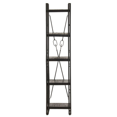 5-Tier Bookcase Black 40x30x180 cm Solid Mango Wood