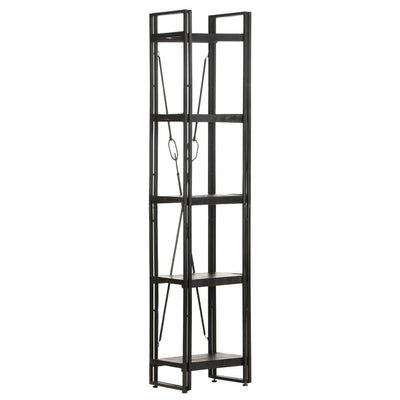 5-Tier Bookcase Black 40x30x180 cm Solid Mango Wood