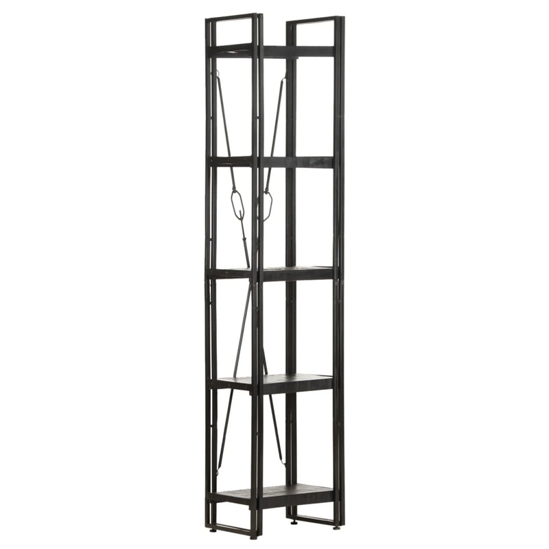 5-Tier Bookcase Black 40x30x180 cm Solid Mango Wood