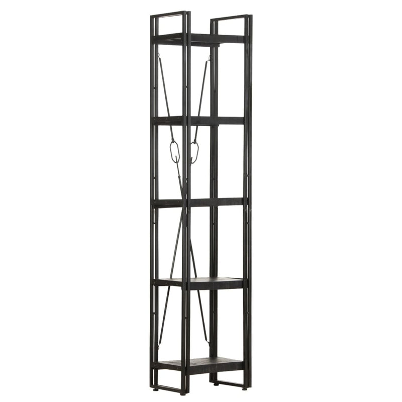 5-Tier Bookcase Black 40x30x180 cm Solid Mango Wood