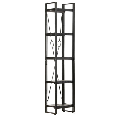 5-Tier Bookcase Black 40x30x180 cm Solid Mango Wood