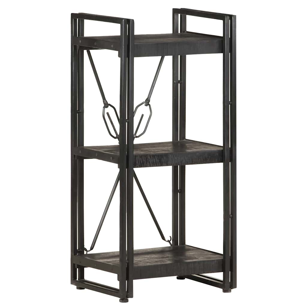 5-Tier Bookcase Solid Mango Wood Black 40 cm