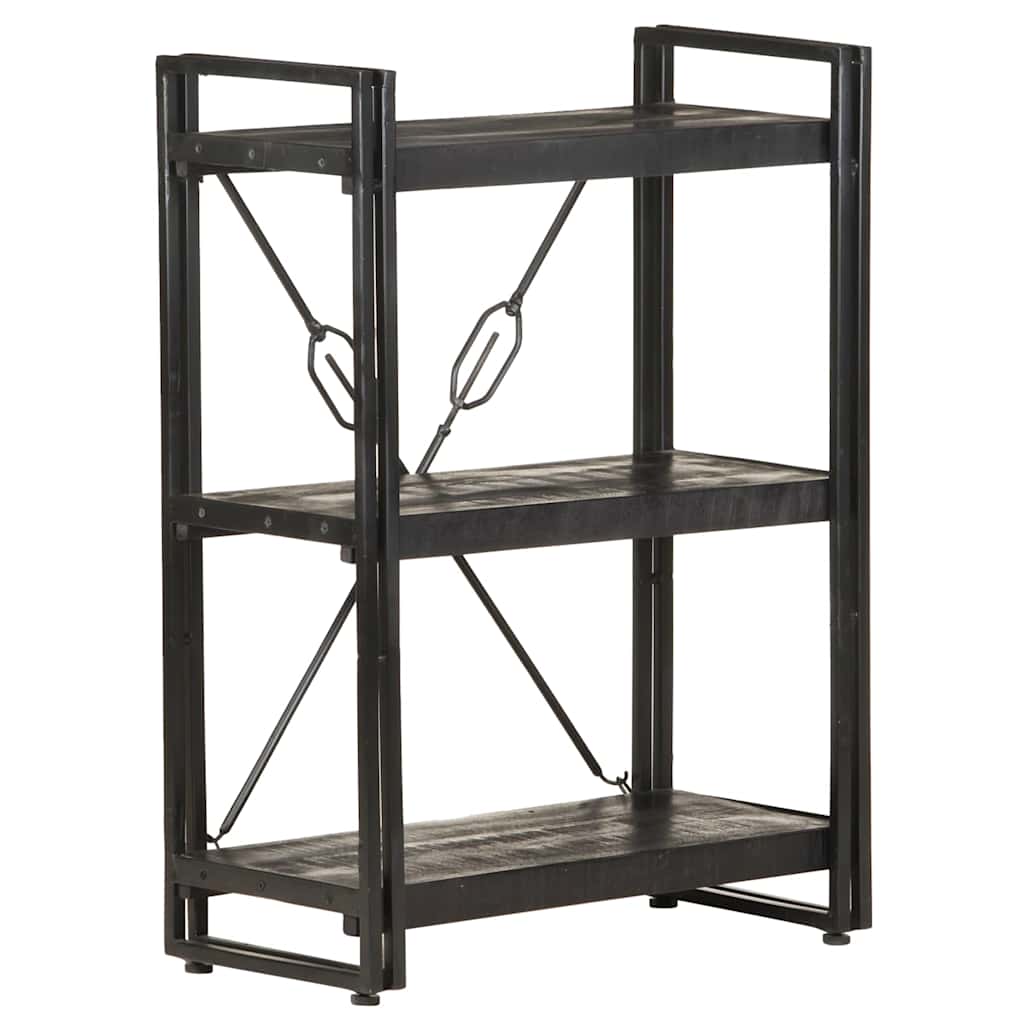 5-Tier Bookcase Solid Mango Wood Black 60 cm