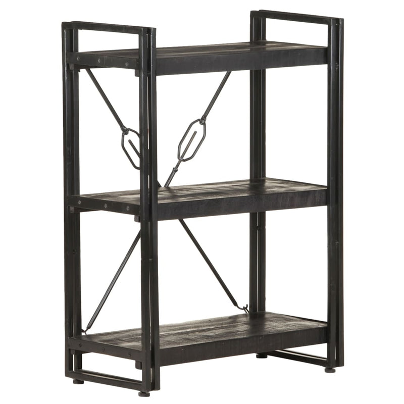 3-Tier Bookcase Black 60x30x80 cm Solid Mango Wood