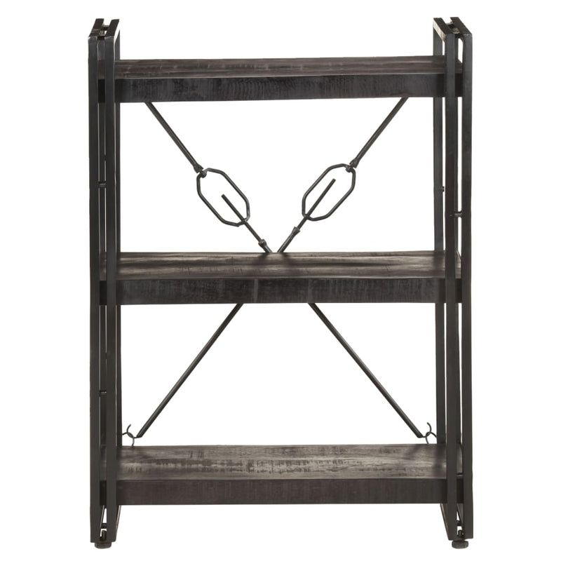 3-Tier Bookcase Black 60x30x80 cm Solid Mango Wood