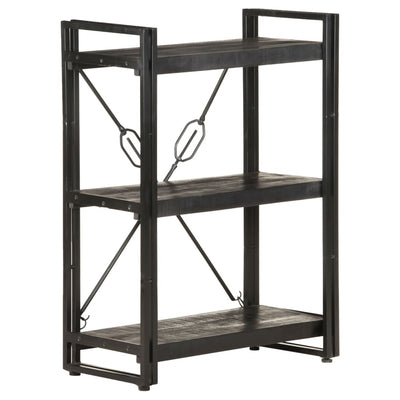 3-Tier Bookcase Black 60x30x80 cm Solid Mango Wood