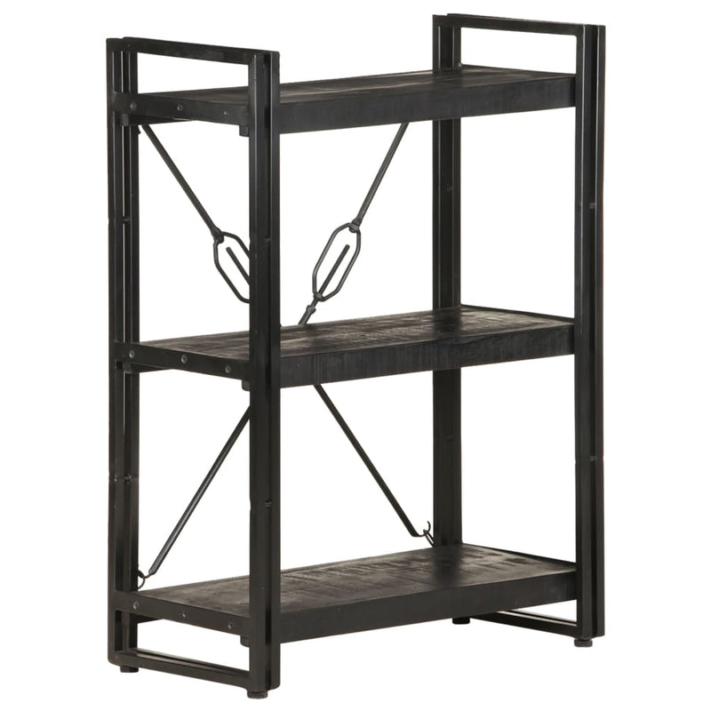 3-Tier Bookcase Black 60x30x80 cm Solid Mango Wood