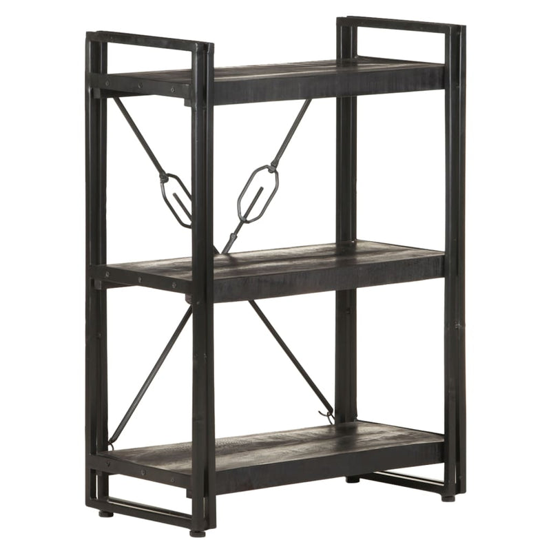 3-Tier Bookcase Black 60x30x80 cm Solid Mango Wood