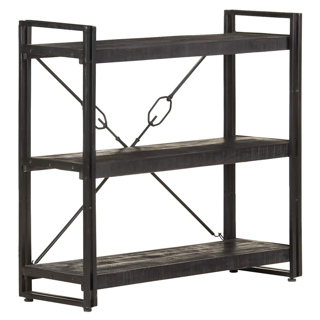 5-Tier Bookcase Solid Mango Wood Black 90 cm