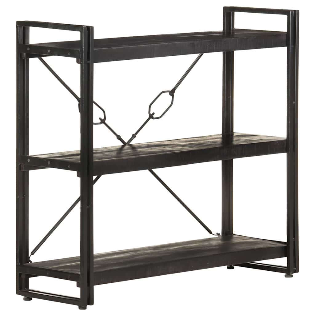 5-Tier Bookcase Solid Mango Wood Black 90 cm
