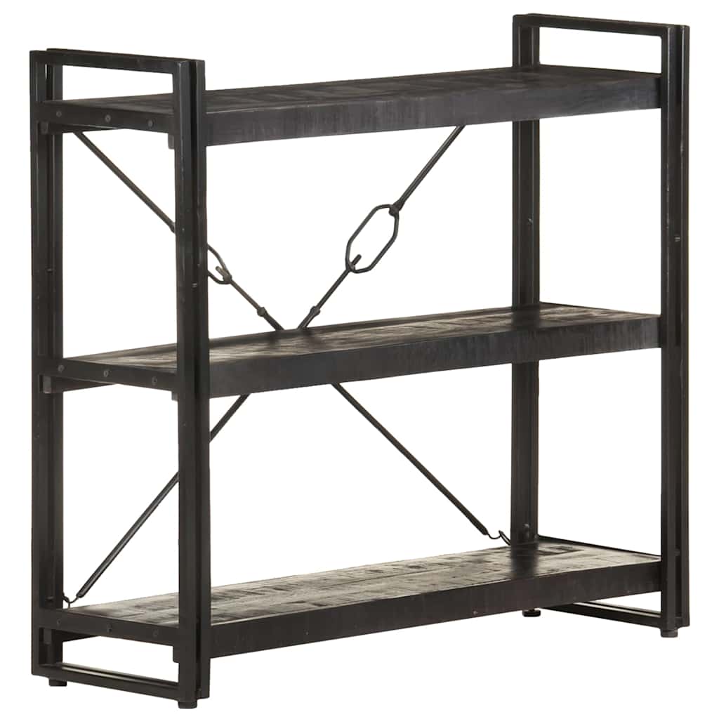 5-Tier Bookcase Solid Mango Wood Black 90 cm