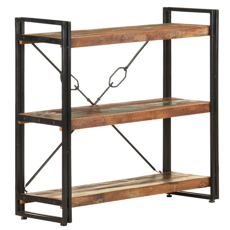 3-Tier Bookcase 90x30x80 cm Solid Reclaimed Wood