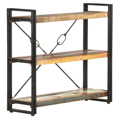 3-Tier Bookcase 90x30x80 cm Solid Reclaimed Wood