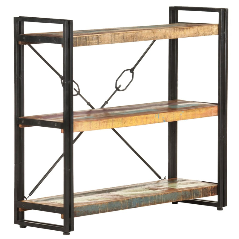 3-Tier Bookcase 90x30x80 cm Solid Reclaimed Wood