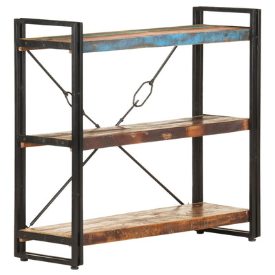 3-Tier Bookcase 90x30x80 cm Solid Reclaimed Wood