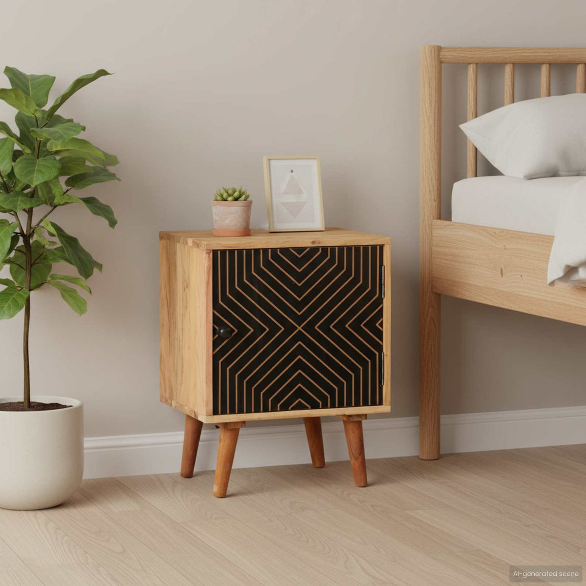 322667 vidaXL Bedside Cabinet 40x30x50 cm Solid Acacia Wood 1