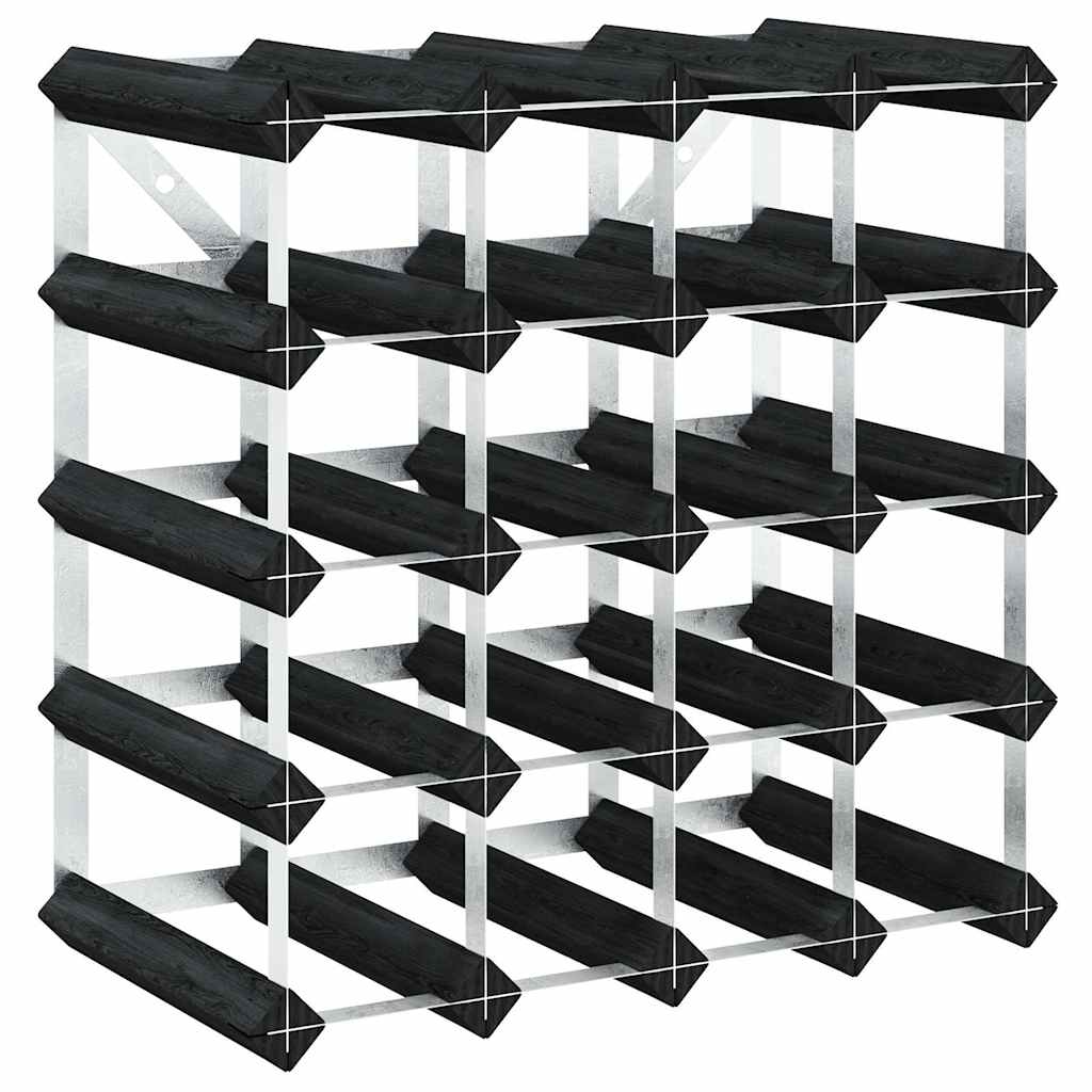 vidaXL Wine Rack for 20 Bottles Black Solid Pine Wood 2