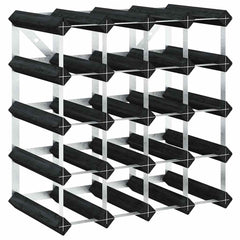 vidaXL Wine Rack for 20 Bottles Black Solid Pine Wood 2