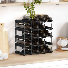 vidaXL Wine Rack for 20 Bottles Black Solid Pine Wood 1