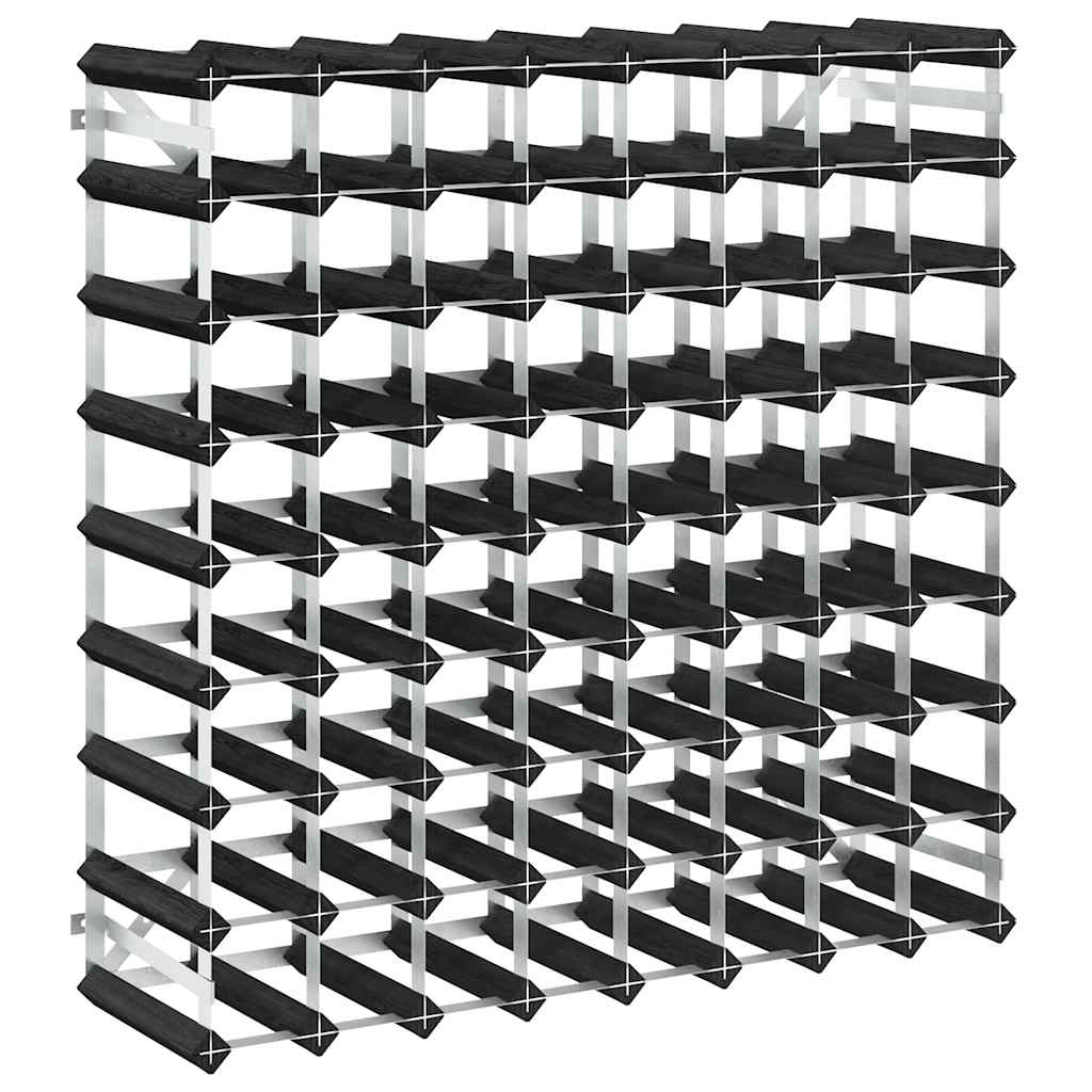 vidaXL Wine Rack for 72 Bottles Black Solid Pine Wood 2