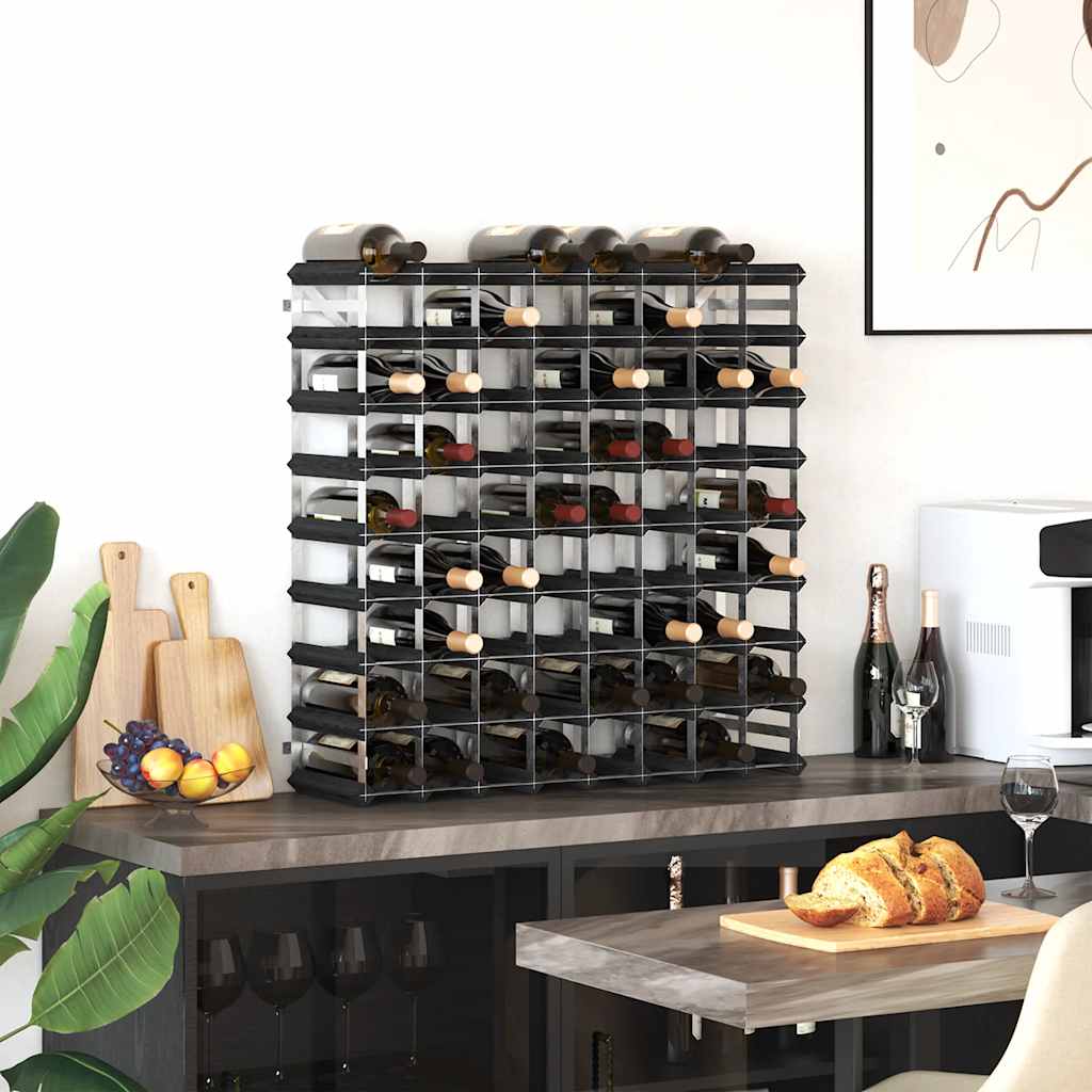 vidaXL Wine Rack for 72 Bottles Black Solid Pine Wood 3