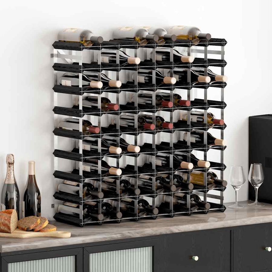 vidaXL Wine Rack for 72 Bottles Black Solid Pine Wood 1
