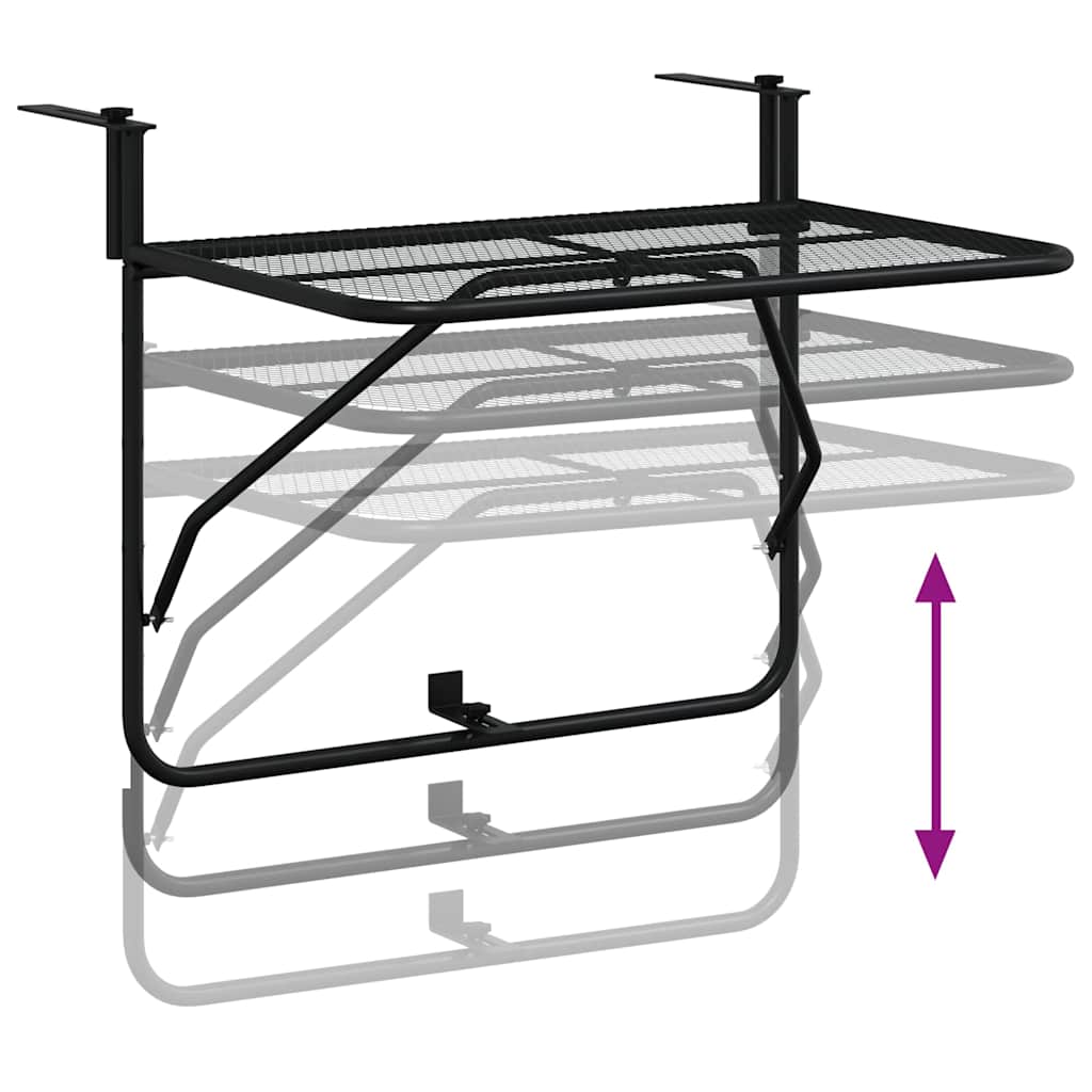 325924 vidaXL Balcony Table Black 60x40 cm Steel 6