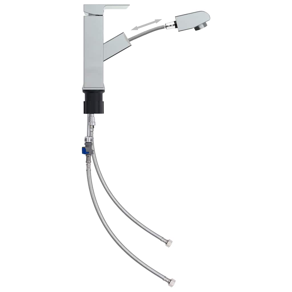 vidaXL Bathroom Basin Faucet with Pull-out Function Chromed Finish 157x172 mm 2