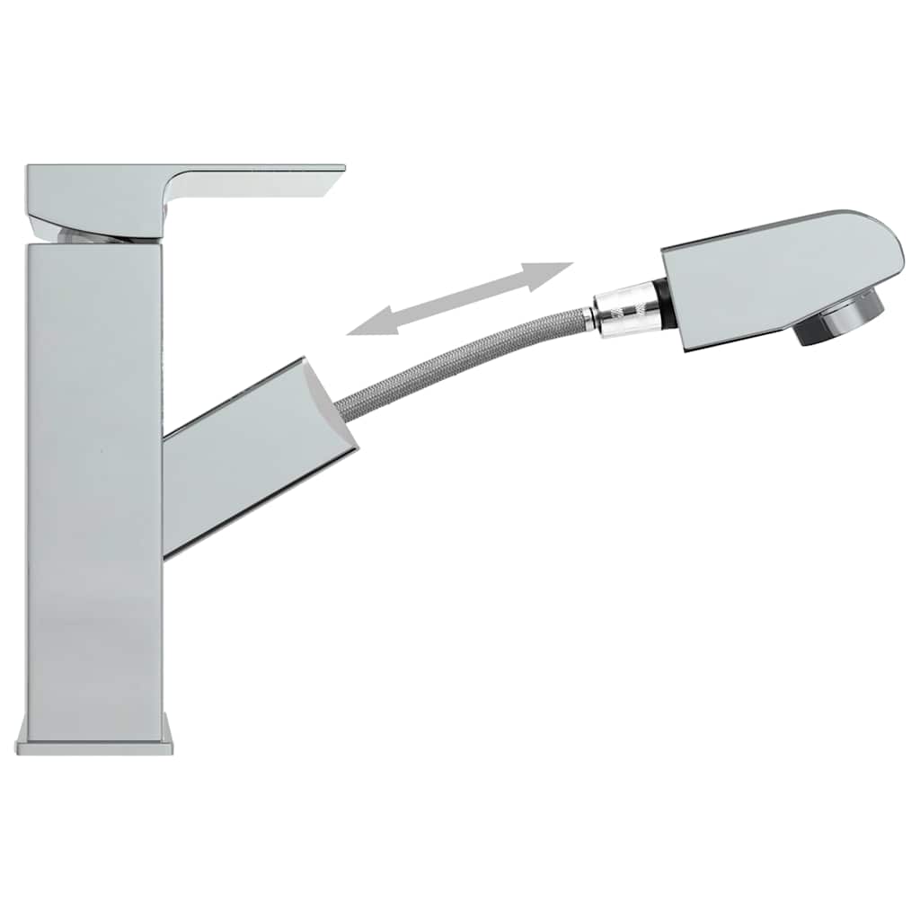 vidaXL Bathroom Basin Faucet with Pull-out Function Chromed Finish 157x172 mm 5