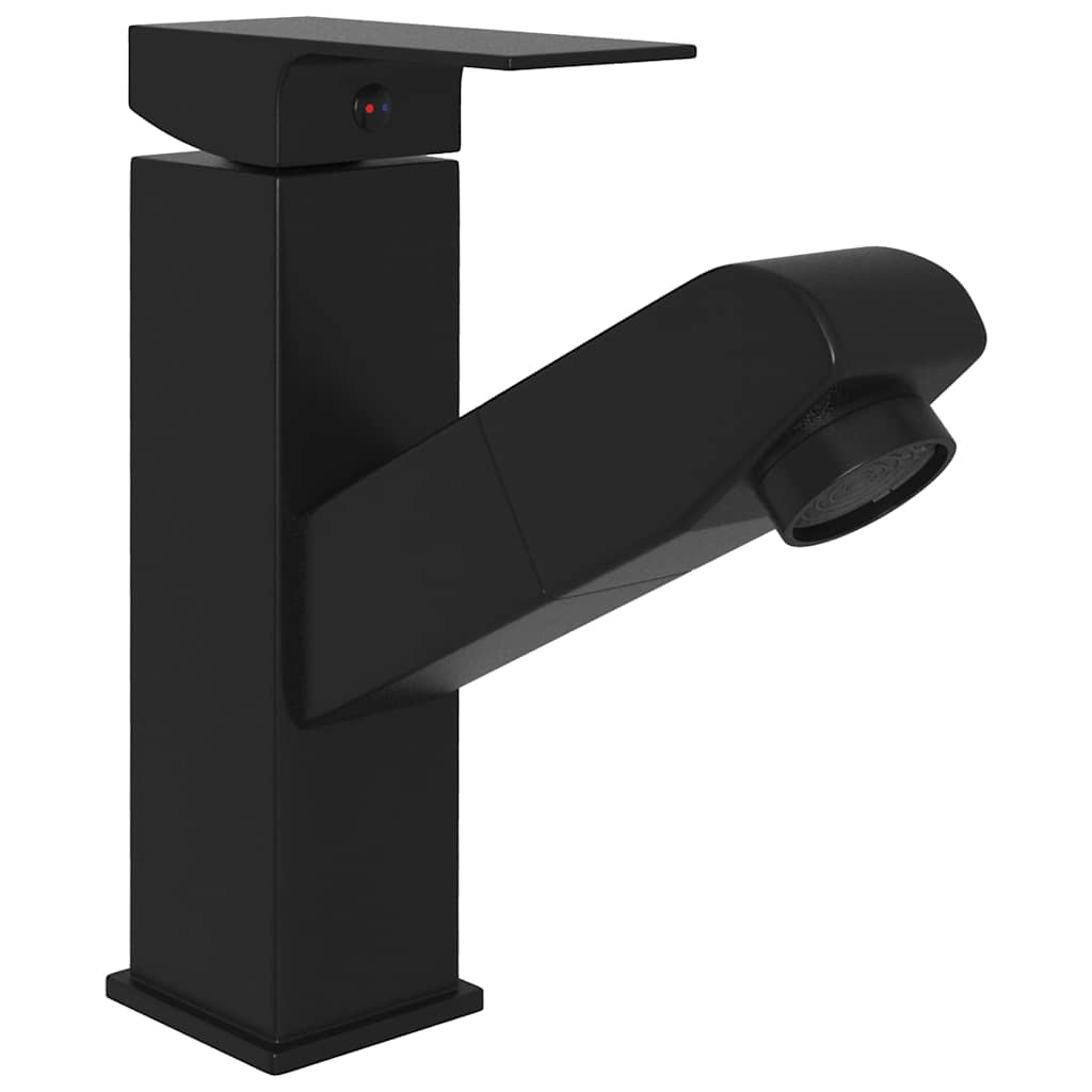 vidaXL Bathroom Basin Faucet with Pull-out Function Black 157x172 mm 3