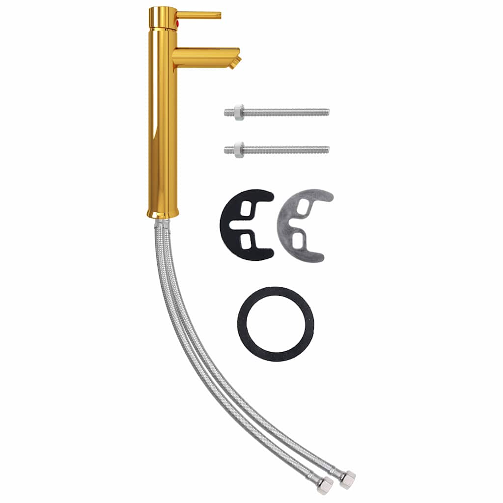 vidaXL Bathroom Mixer Tap Gold 12x30 cm 2