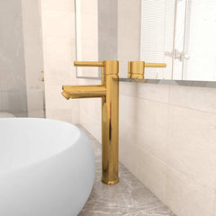 vidaXL Bathroom Mixer Tap Gold 12x30 cm 1