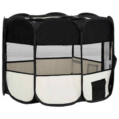 vidaXL Dog Playpen | Black and cream | Polyester, Steel | 90x90x58 cm | Foldable 4