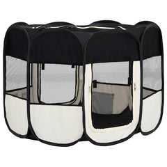 vidaXL Dog Playpen | Black and cream | Polyester, Steel | 90x90x58 cm | Foldable 5