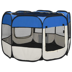 171013 vidaXL Foldable Dog Playpen with Carrying Bag Blue 90x90x58 cm 5